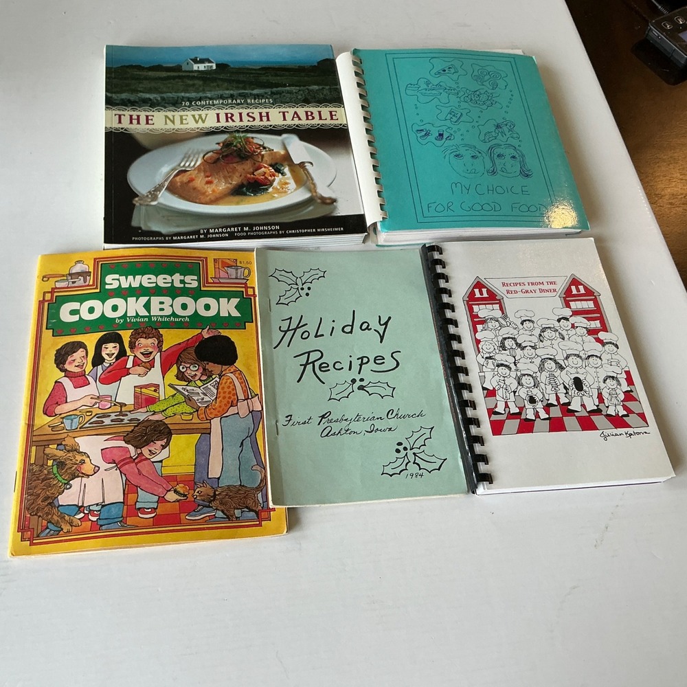 Vintage Cookbook Lot of 5 Irish Table Holiday Recipes Community Sweets Diner